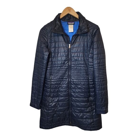 Patagonia Fiona Jacket Womens Lightweight Down Parka Coat Navy Womens Size Small - Picture 1 of 12
